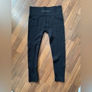 RYDERWEAR BLACK RIBBED GYM LEGGINGS